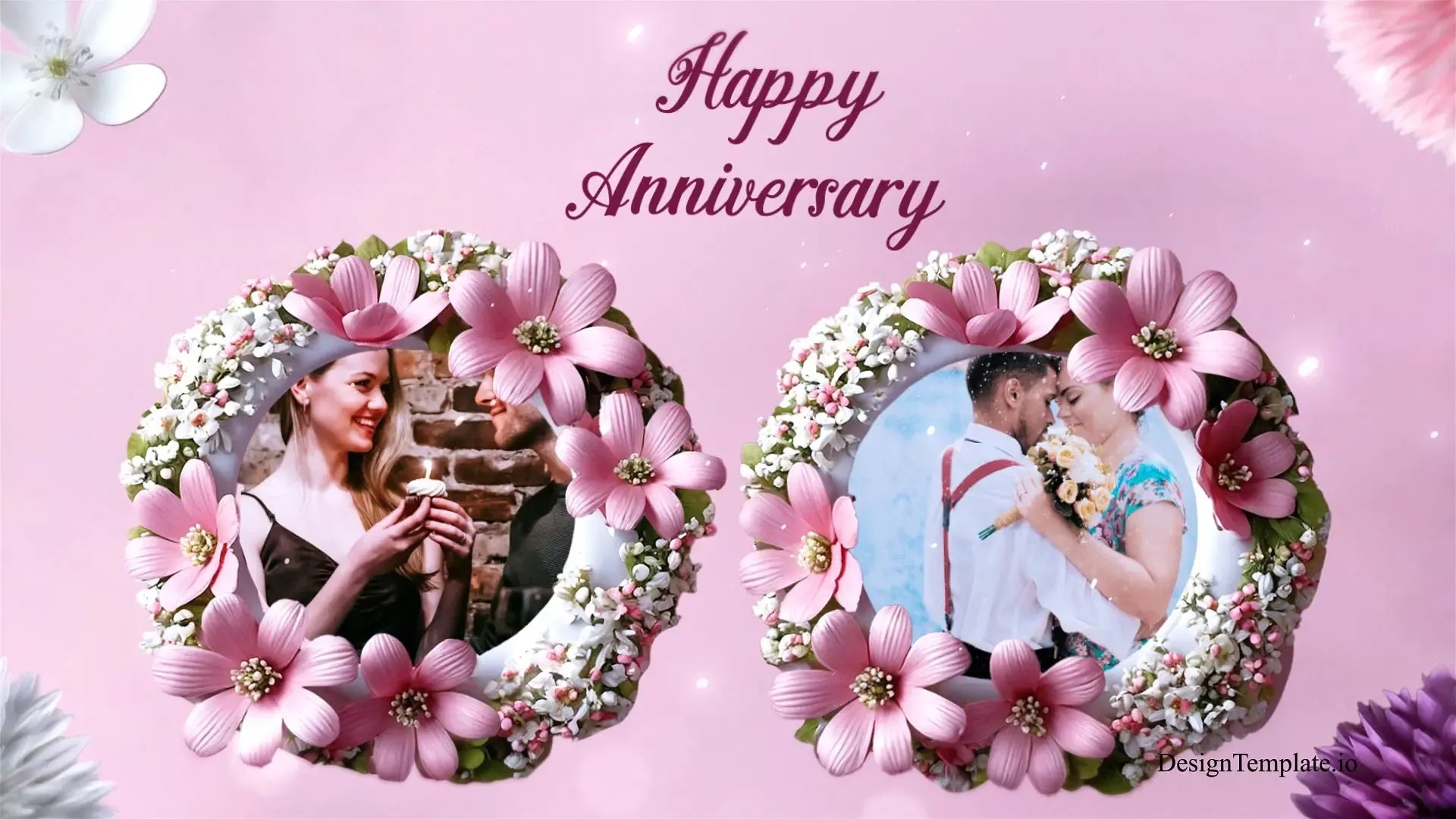 Beautiful 3D Floral-Themed Happy Anniversary Slideshow